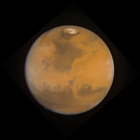 赤茶色や茶色の地表が見える火星のカラー画像。